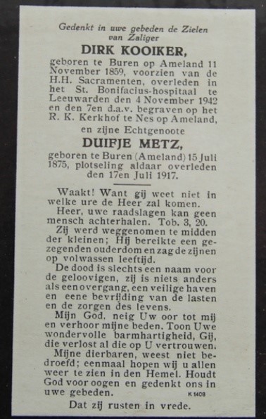 Bidprentje Dirk Kooiker